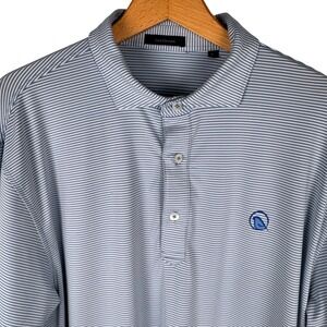 Turtleson Polo Shirt Mens Large Blue Striped Long Sleeve Golf Performance